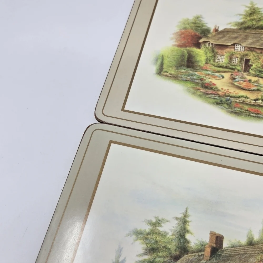 VINTAGE PIMPERNEL ENGLISH COUNTRY COTTAGES TRIVET PLACEMAT SET OF 5 ENGLAND CORK